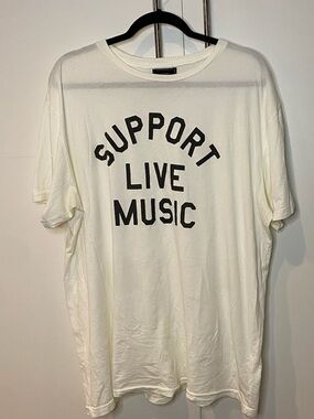 Support Live Music White Graphic Tee